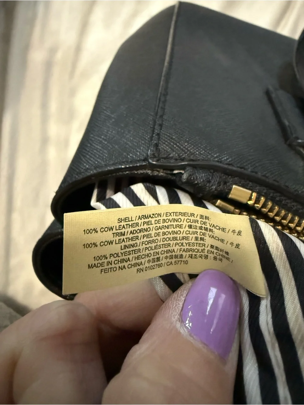 kate spade Black Leather Double-Zip Satchel with Gold Hardware
